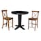 International Concepts 36 in. Solid Wood Round Top Dining Table with 2 Counter Height Stools in Black/Distressed Oak K46-36RT-23-S4261322 - alternate 1